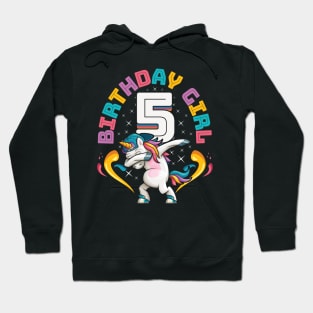 Dabbing Unicorn Birthday Girl 5 Years Old Hoodie